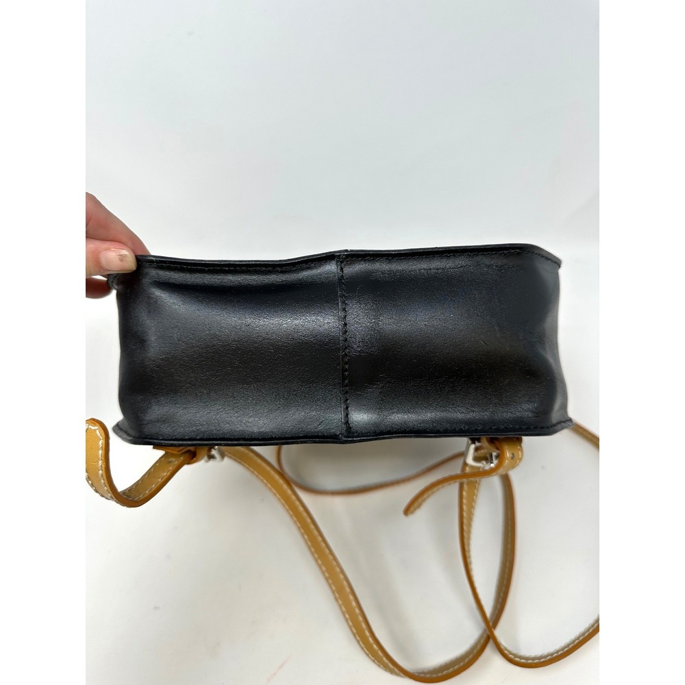 Francesco Biasia Smooth Leather Two-Tone Backpack Black Tan - Picture 8 of 13